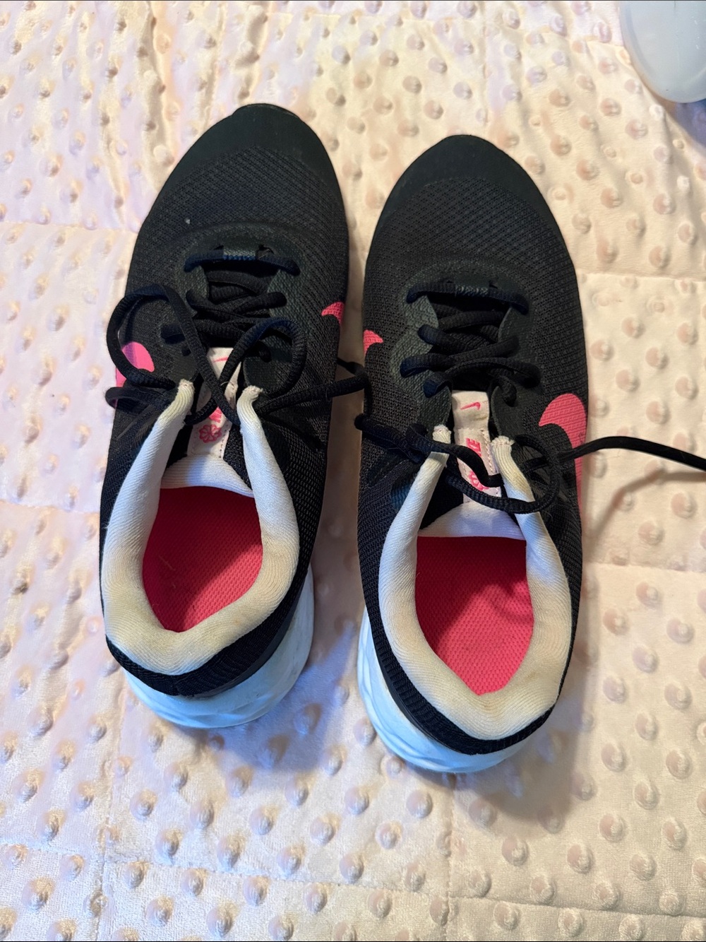 Nike Black Running Sneakers with Pink Interior and Swoosh